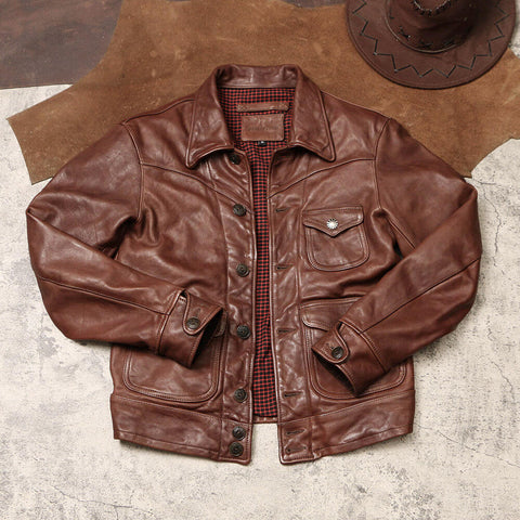 Men's Ranch Leather Jacket, Distressed Sheepskin