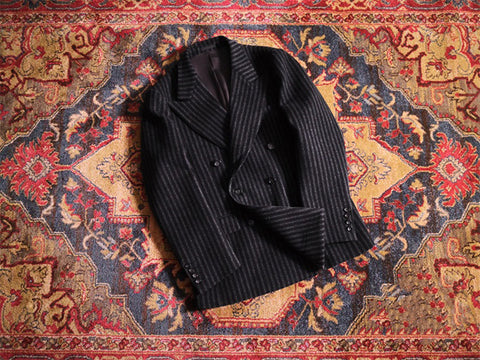 Men's Double-Breasted Tweed Blazer with Peak Lapel