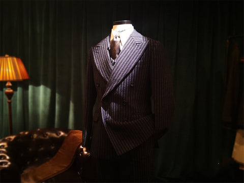 Men's Double-Breasted Tweed Blazer with Peak Lapel