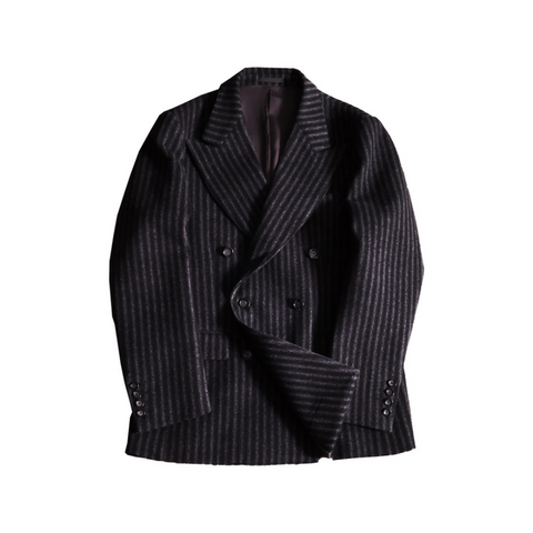 ジャケット・アウター vintage pinstripe double chester coat Men's Double-Breasted Tweed Blazer with Peak Lapel – Crush