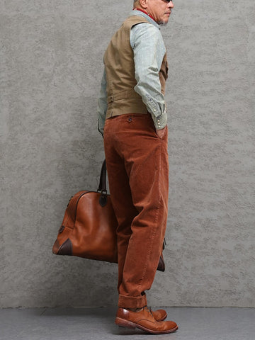 Men's V-neck Corduroy Western Vest, Camel