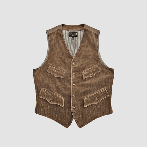 Men's V-neck Corduroy Western Vest, Camel