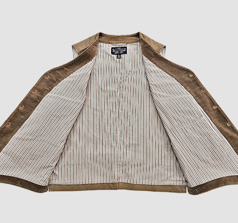 Men's V-neck Corduroy Western Vest, Camel