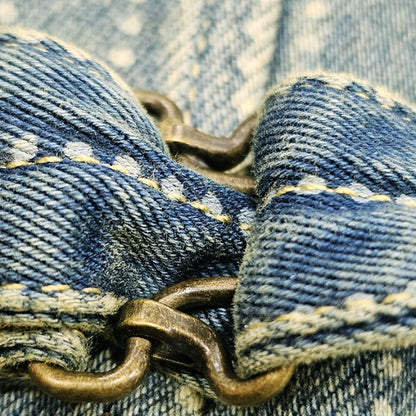 Gilet en denim bleu délavé à rayures pour homme