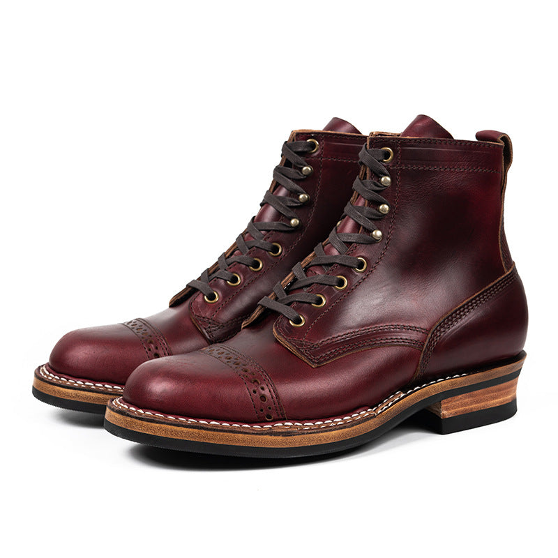Men's Cap-Toe Classic Boots Burgundy / 39 / Horween CXL Men's Cap-Toe Classic Boots Burgundy / 39 / Horween CXL