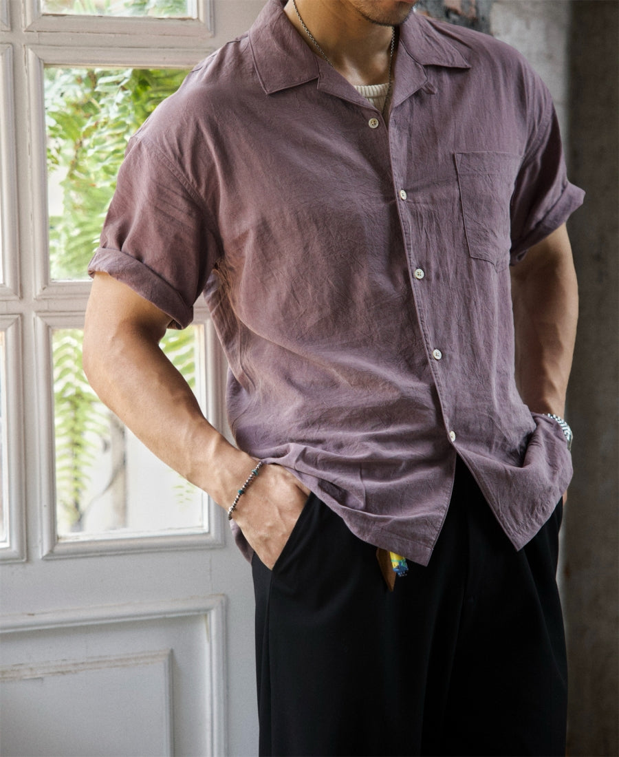 camp collar shirt Men's Washed Camp Collar Shirt S / Light Purple