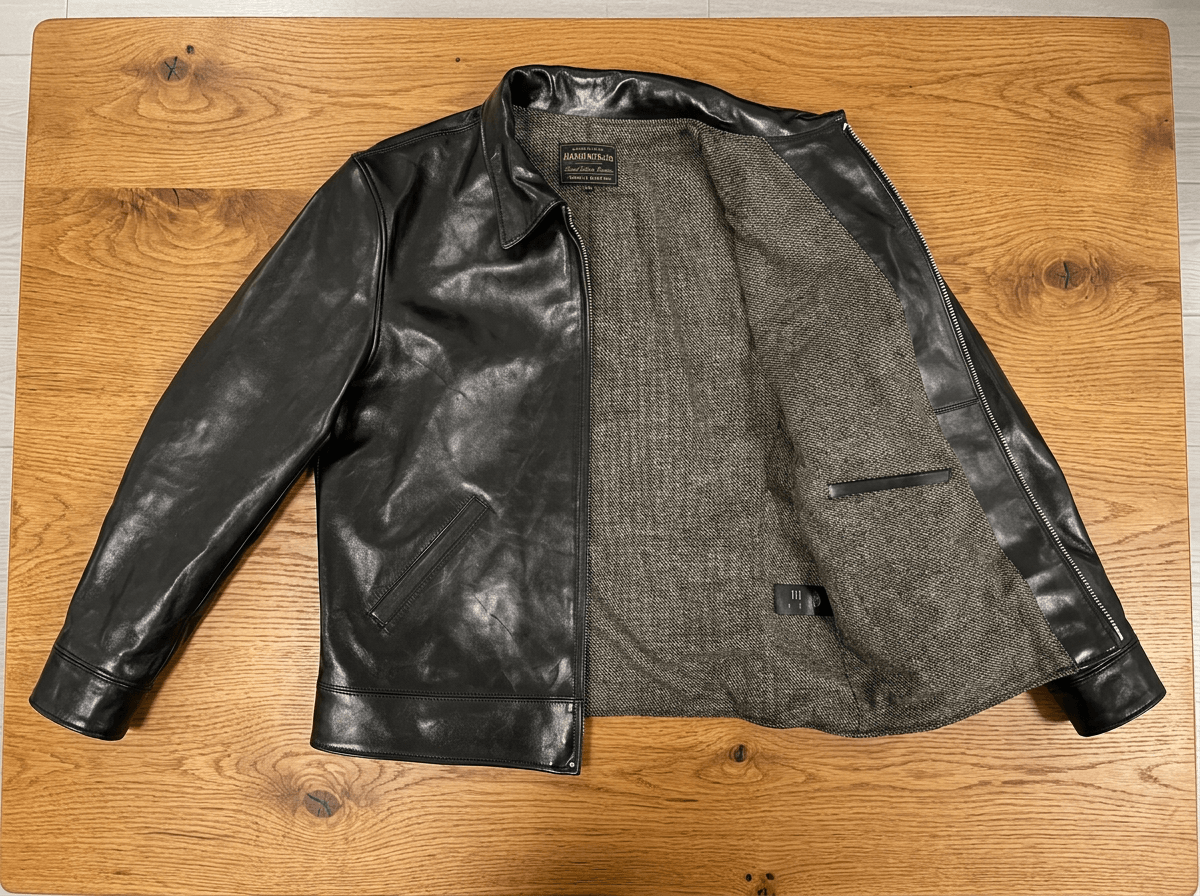 Men's Sports Leather Jacket, Black Horsehide – Crush on Retro