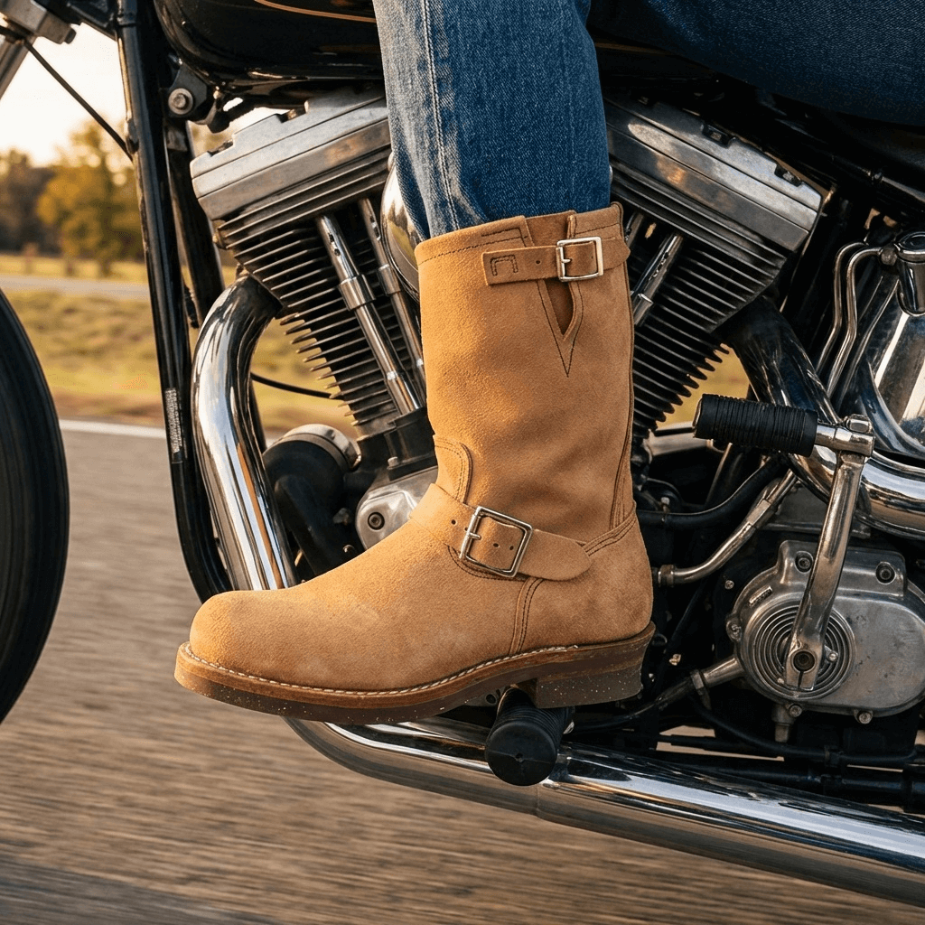 Men's Suede Engineer Boots 9012 – Crush on Retro Men's Suede Engineer Boots 9012 – Crush on Retro
