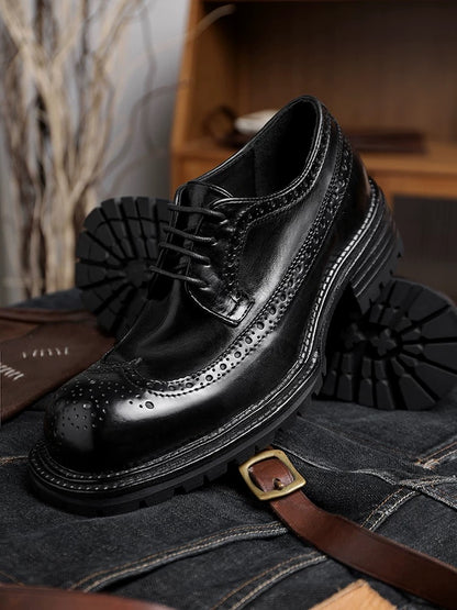 Men's Washed Brogue Derby Shoes