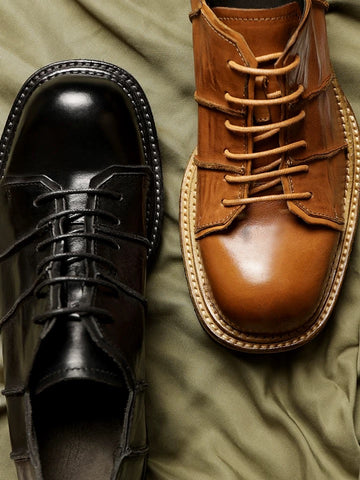 Chaussures Derby délavées pour hommes Ligne de décoration