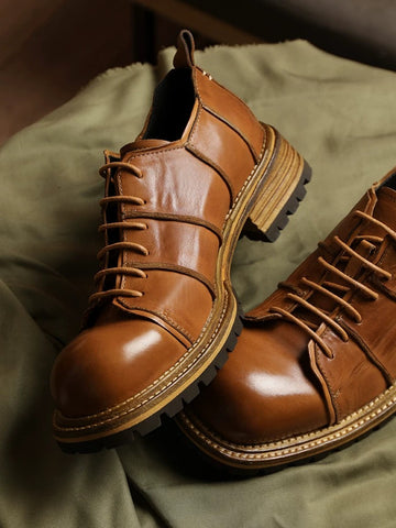 Chaussures Derby délavées pour hommes Ligne de décoration