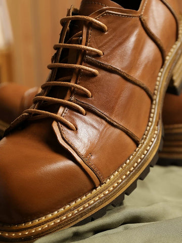 Chaussures Derby délavées pour hommes Ligne de décoration