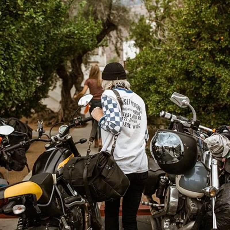 cow motorcycle helmet Motorcycle Vintage Bag, Military Green