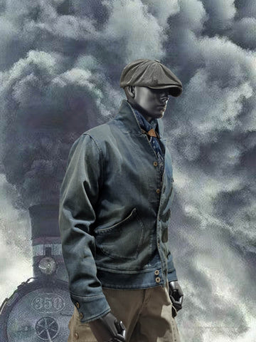 Men's Distressed Miner Denim Jacket