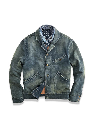 Men's Distressed Miner Denim Jacket