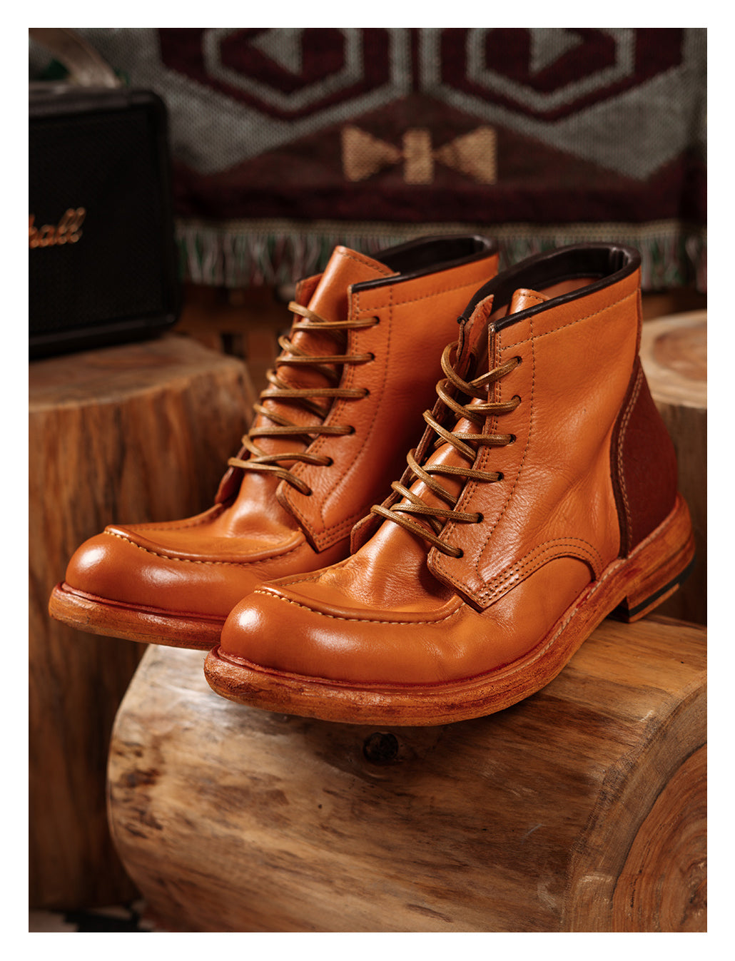 Men's moc discount toe leather boots