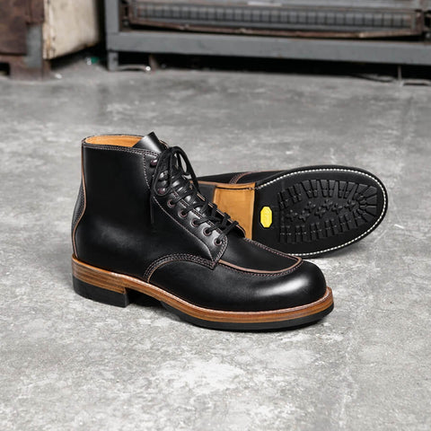 moc toe dress boots Drews 1918 6" the brown built up by hand Comfortable Black Leather Moc Toe