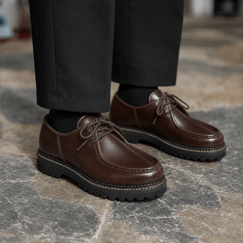 Men's Moccasin Shoes, Oil-waxed Leather