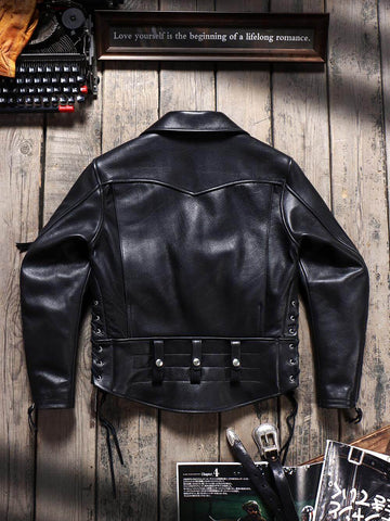 Men's Moto Leather Jacket, Cowhide