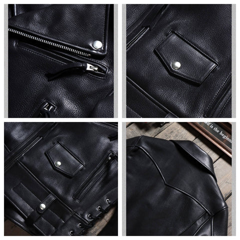 Men's Moto Leather Jacket, Cowhide