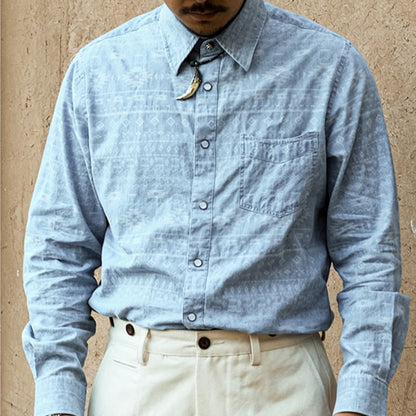 Men's Jacquard Western Denim Shirt