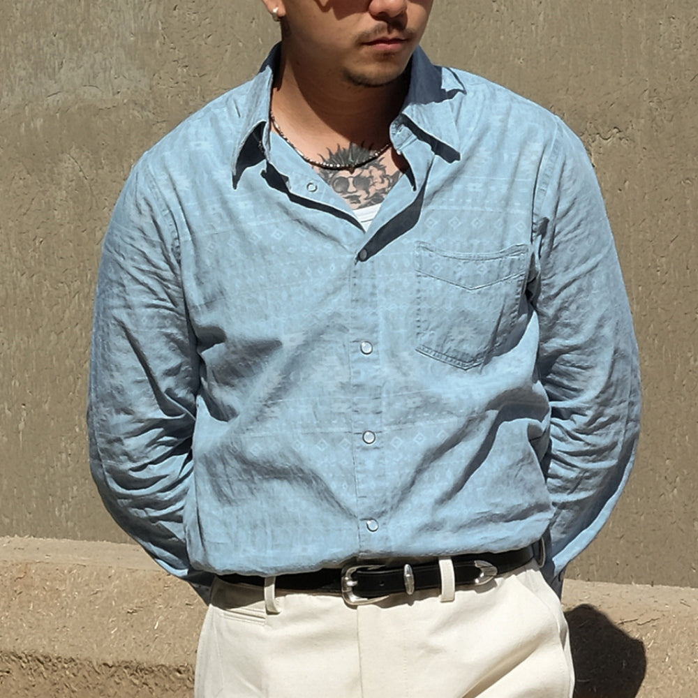 Men's Jacquard Western Denim Shirt