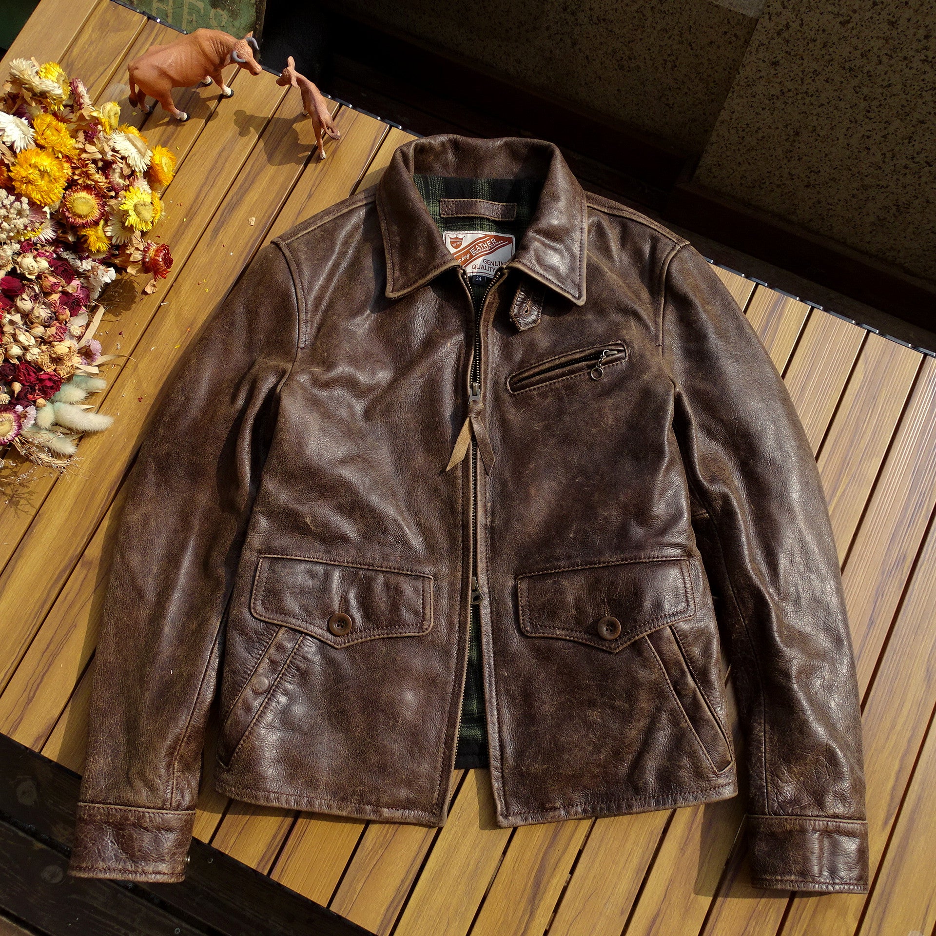 Men's Newsboy Leather Jacket Cowhide