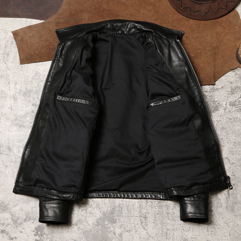 Men's Newsboy Leather Jacket, Goatskin