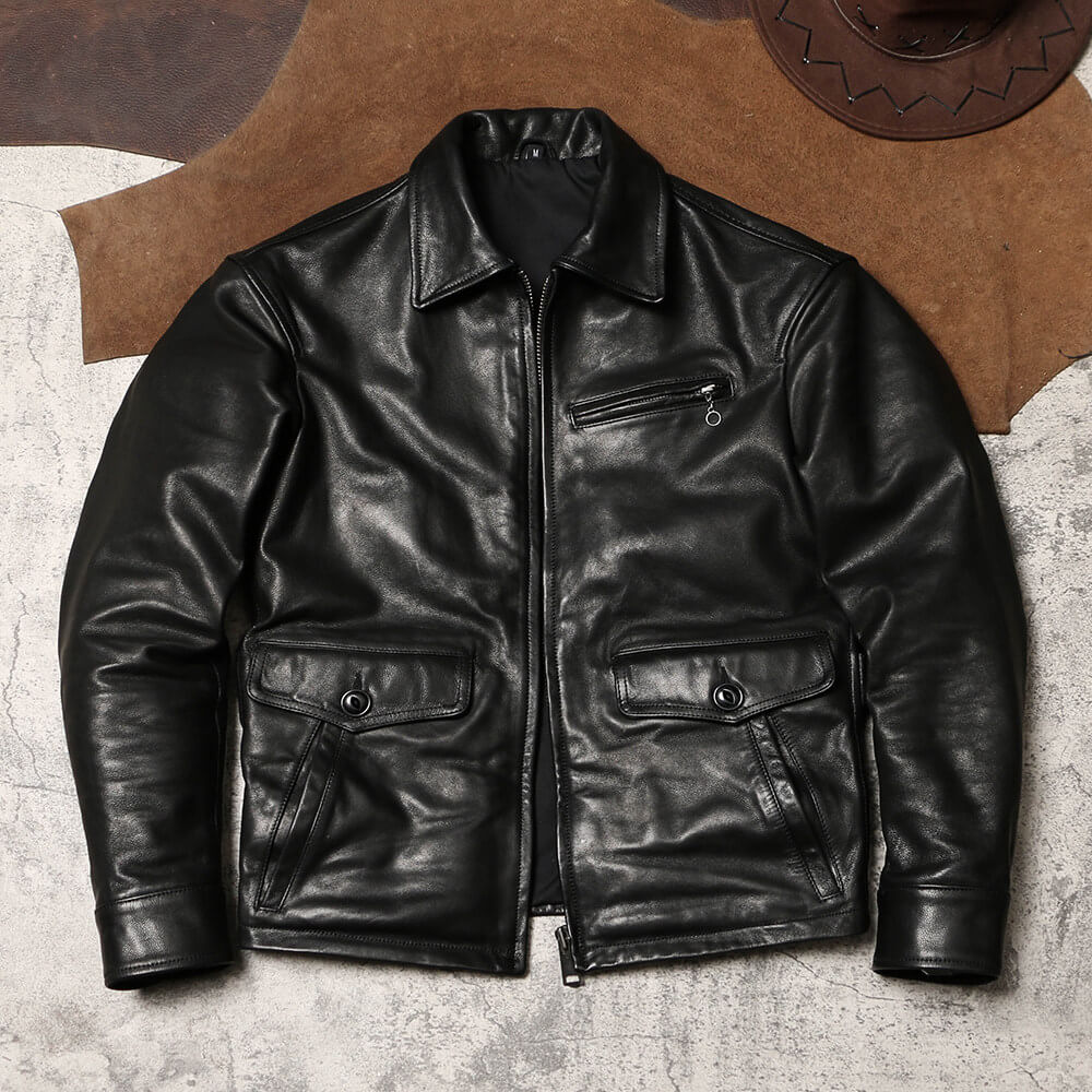 Men's Newsboy Leather Jacket, Goatskin