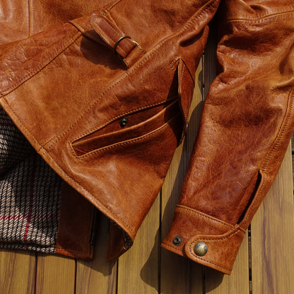 Men's Newsboy Leather Jacket Amber