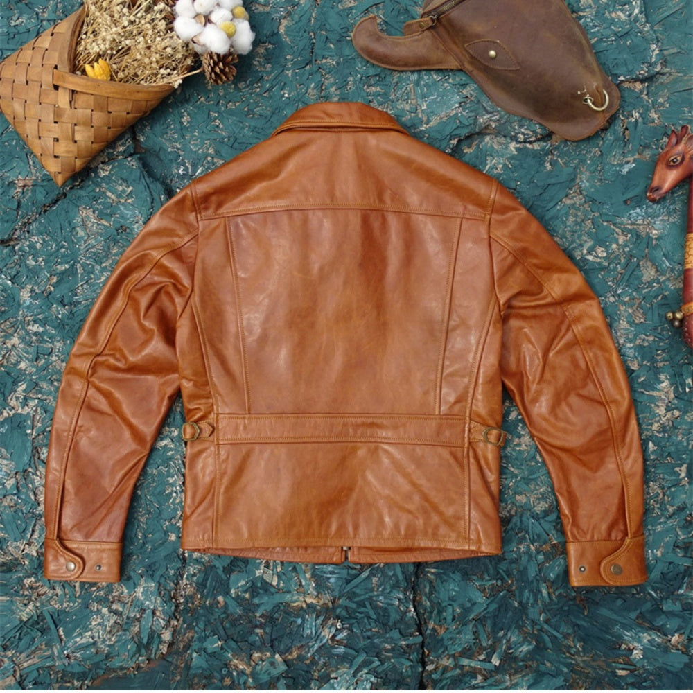 Men's Newsboy Leather Jacket Amber