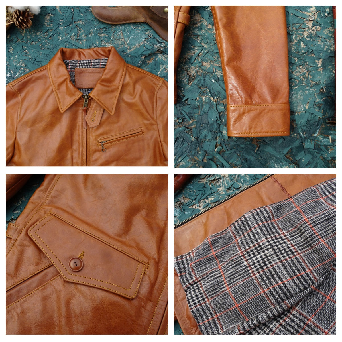 Veste en cuir Newsboy pour homme Ambre