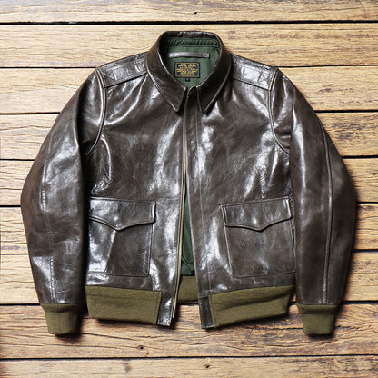 Men's Type A2 Flight Leather Jacket Olive