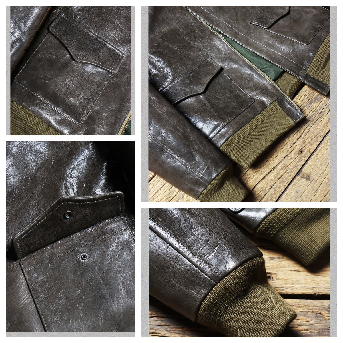 Men's Type A2 Flight Leather Jacket Olive