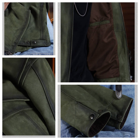 Men's Olive Detroit Leather Jacket