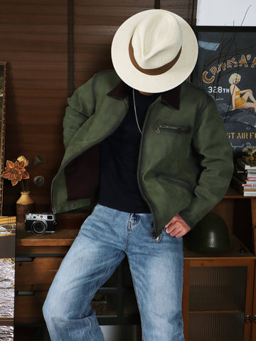 Men's Olive Detroit Leather Jacket