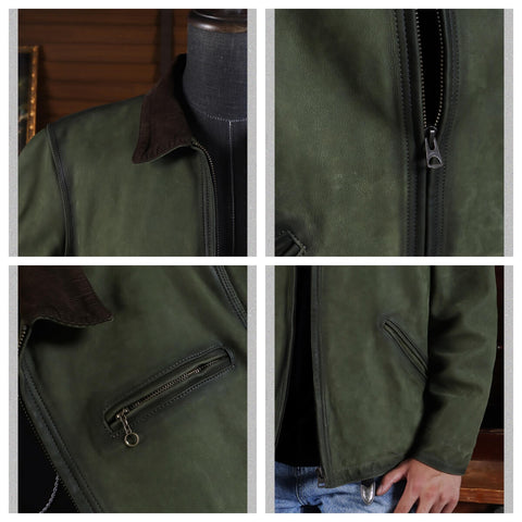 Men's Olive Detroit Leather Jacket