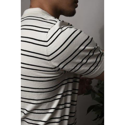 Men's Striped Johnny Collar Shirt