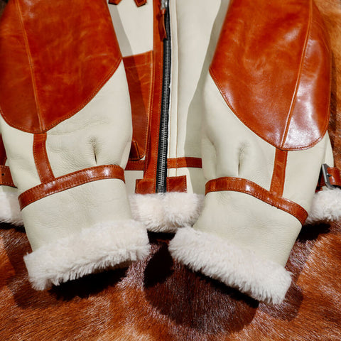 Two Tone B3 Bomber Shearling Coat