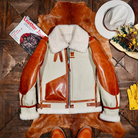 Two Tone B3 Bomber Shearling Coat