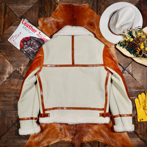 Two Tone B3 Bomber Shearling Coat