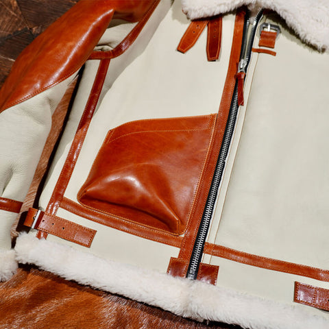 Two Tone B3 Bomber Shearling Coat