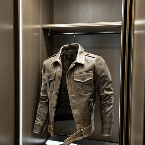 Men's Olive P37 Leather Jacket