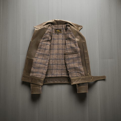 Men's Olive P37 Leather Jacket