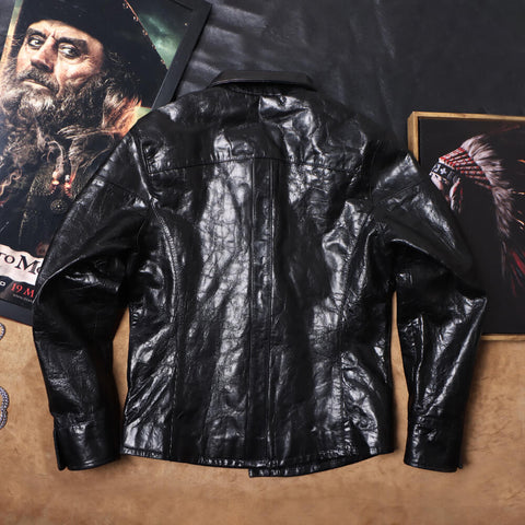 Men's Olive Battle Dress Pattern 37 Leather Jacket