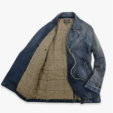 Men‘s Double Breased Denim Padded Pea Coat