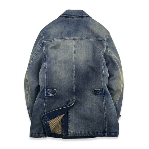 Men‘s Double Breased Denim Padded Pea Coat