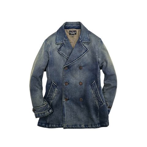 Men‘s Double Breased Denim Padded Pea Coat