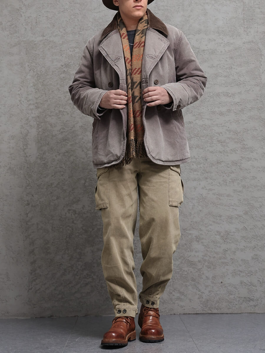 Men's Padded Pea Coat, Double Breasted