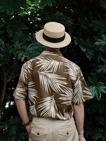 Chemise hawaïenne à motif de feuilles de palmier pour homme